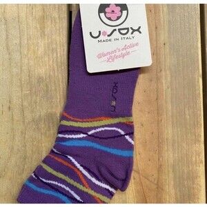 U Sox Emma Ankle Socks Size Large 10.5-12 Purple NWT Made in Italy